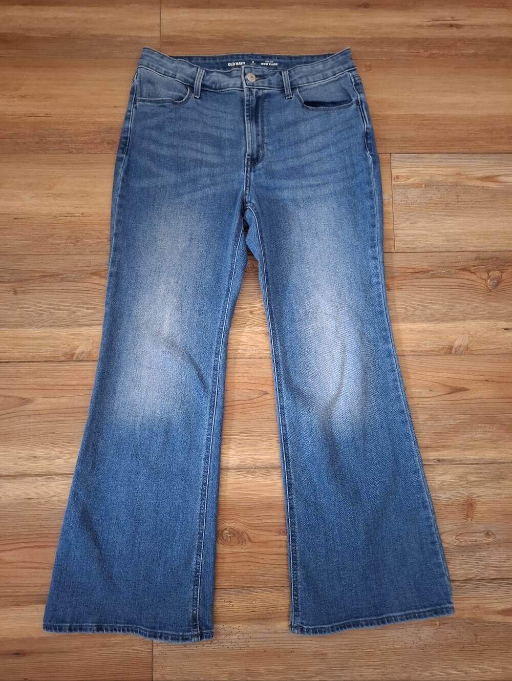 Old Navy Wow Flare Jeans Women's 8 Petite Blue High Rise